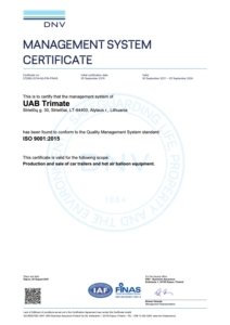 Quality System Certificate ISO9001